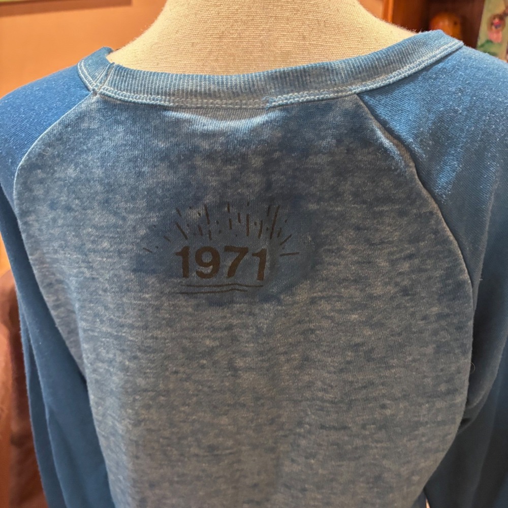 Disney Parks Walt Disney World Sweatshirt Mickey Mouse 1971 Blue Raglan M - Picture 5 of 8